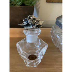 Italian Crystal Perfume Bottle With Pewter Floral